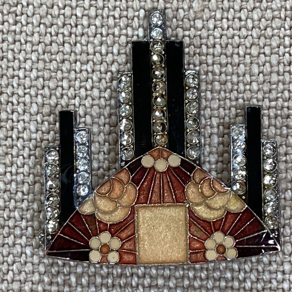 Catherine Popesco Art Deco/Art Nouveau Crystal & Enamel Brooch - Picture 2 of 8